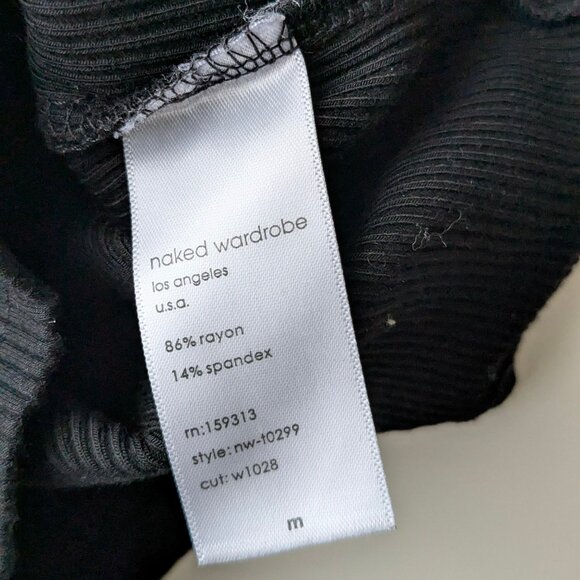 Naked Wardrobe Black Ribbed Crew Neck Ribbed Top Size M - Picture 5 of 5